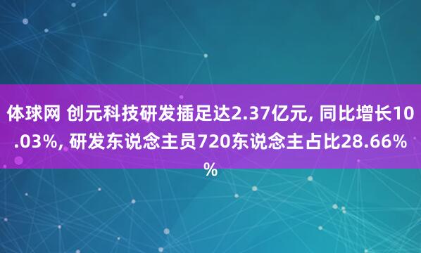 体球网 创元科技研发插足达2.37亿元, 同比增长10.03%, 研发东说念主员720东说念主占比28.66%