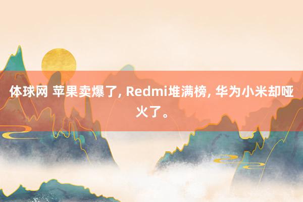 体球网 苹果卖爆了, Redmi堆满榜, 华为小米却哑火了。
