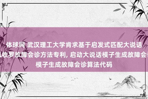 体球网 武汉理工大学肯求基于启发式匹配大说话模子的通讯收罗故障会诊方法专利, 启动大说话模子生成故障会诊算法代码