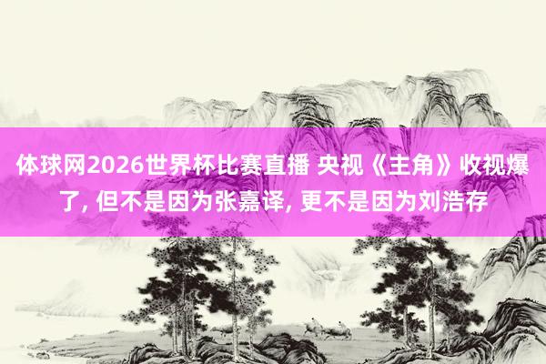 体球网2026世界杯比赛直播 央视《主角》收视爆了, 但不是因为张嘉译, 更不是因为刘浩存