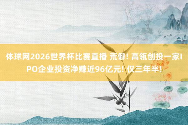 体球网2026世界杯比赛直播 荒僻! 高瓴创投一家IPO企业投资净赚近96亿元! 仅三年半!