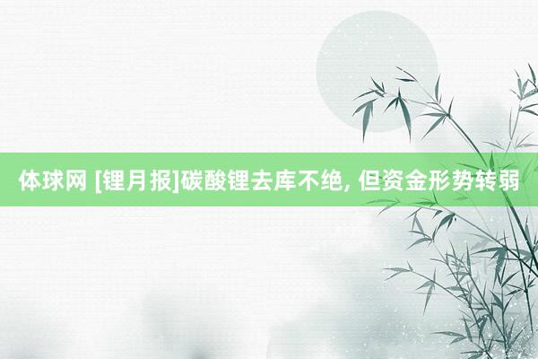 体球网 [锂月报]碳酸锂去库不绝, 但资金形势转弱