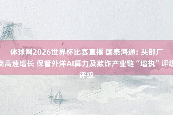 体球网2026世界杯比赛直播 国泰海通: 头部厂商高速增长 保管外洋AI算力及欺诈产业链“增执”评级