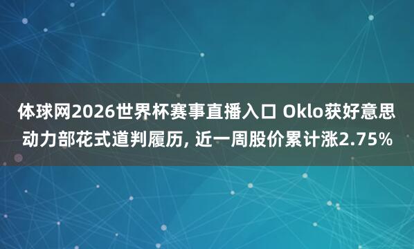 体球网2026世界杯赛事直播入口 Oklo获好意思动力部花式道判履历, 近一周股价累计涨2.75%