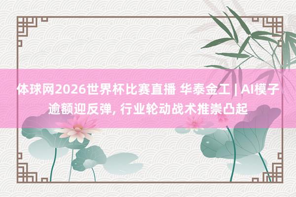 体球网2026世界杯比赛直播 华泰金工 | AI模子逾额迎反弹, 行业轮动战术推崇凸起