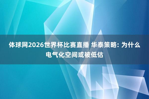 体球网2026世界杯比赛直播 华泰策略: 为什么电气化空间或被低估