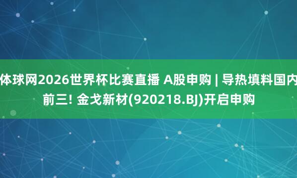 体球网2026世界杯比赛直播 A股申购 | 导热填料国内前三! 金戈新材(920218.BJ)开启申购