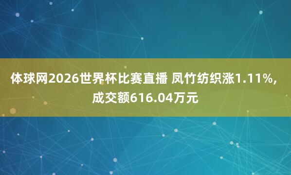 体球网2026世界杯比赛直播 凤竹纺织涨1.11%， 成交额616.04万元