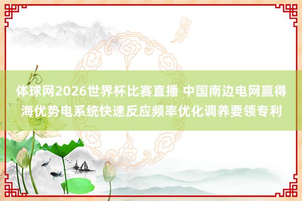 体球网2026世界杯比赛直播 中国南边电网赢得海优势电系统快速反应频率优化调养要领专利