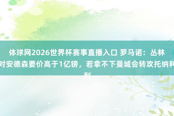 体球网2026世界杯赛事直播入口 罗马诺：丛林对安德森要价高于1亿镑，若拿不下曼城会转攻托纳利