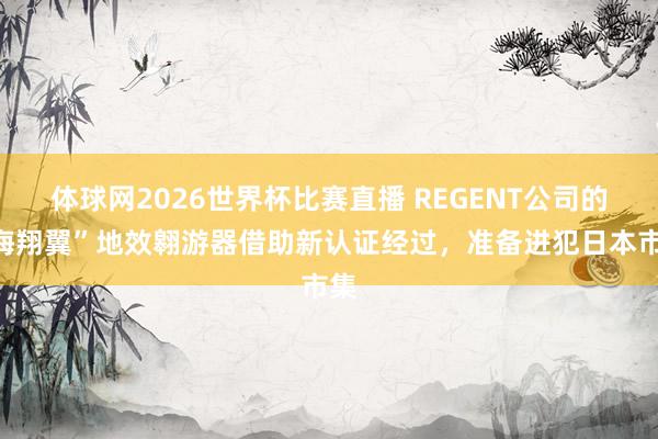 体球网2026世界杯比赛直播 REGENT公司的“海翔翼”地效翱游器借助新认证经过，准备进犯日本市集