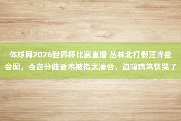 体球网2026世界杯比赛直播 丛林北打假汪峰密会图，否定分歧话术被指太凑合，边幅病笃快哭了