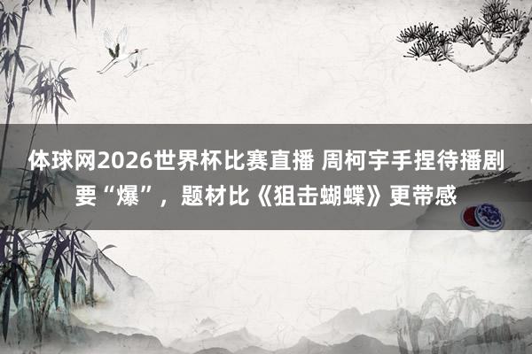 体球网2026世界杯比赛直播 周柯宇手捏待播剧要“爆”,题材比《狙击蝴蝶》更带感
