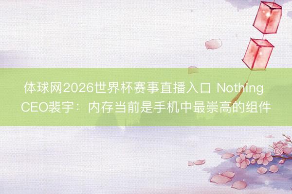 体球网2026世界杯赛事直播入口 Nothing CEO裴宇：内存当前是手机中最崇高的组件