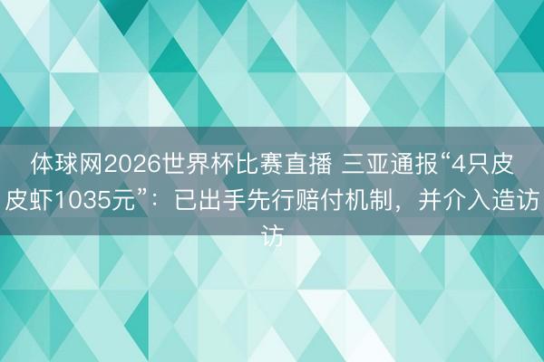 体球网2026世界杯比赛直播 三亚通报“4只皮皮虾1035元”：已出手先行赔付机制，并介入造访