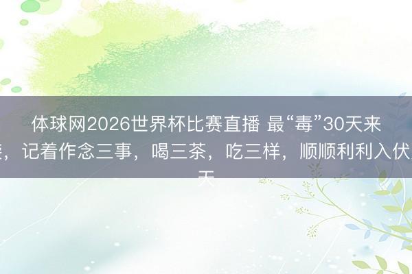 体球网2026世界杯比赛直播 最“毒”30天来袭，记着作念三事，喝三茶，吃三样，顺顺利利入伏天